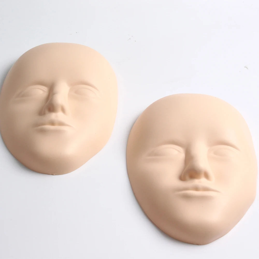 2pcs/Set 5D Facial Tattoo Training Head Silicone Practice Permanent Makeup Lip Eyebrow Tattoo Skin Mannequin Doll Face Head