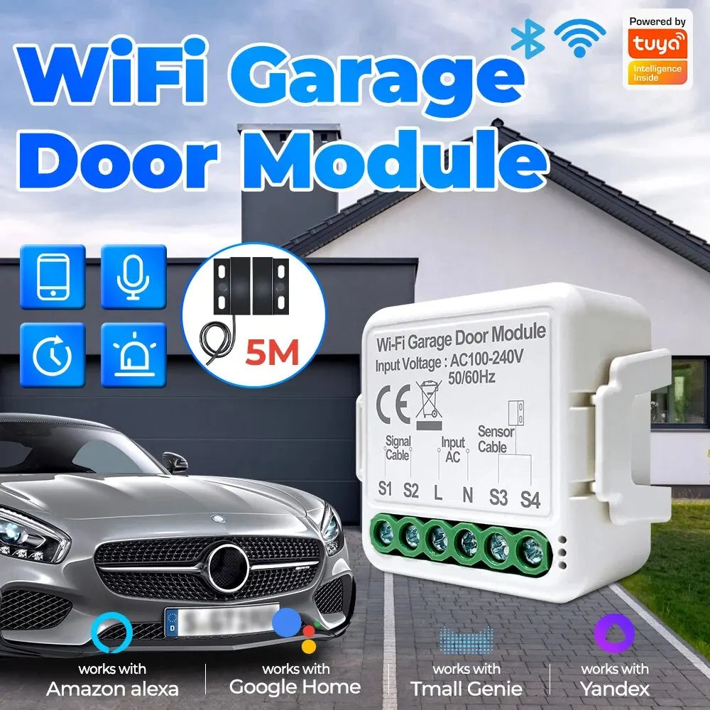 Tuya WiFi Switch Garage Door Controller Smart Door Opener Work with Alexa Google Home Smart Life Tuya APP Control No Hub Require - AMULET RING STORE