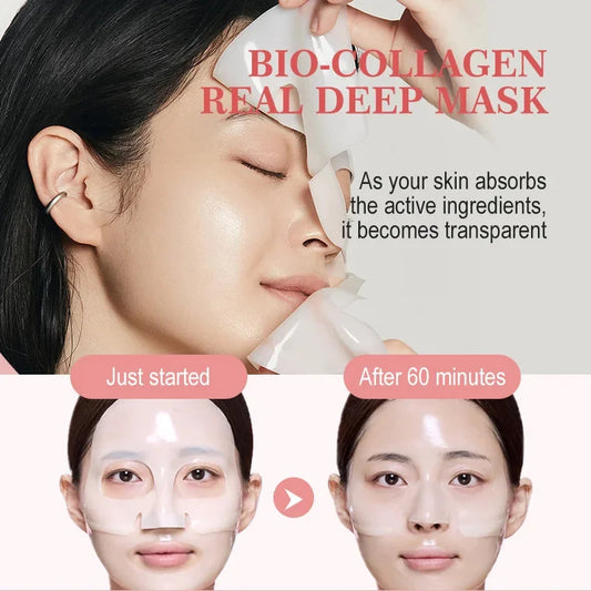 1/3/5/10PCS Bio Collagen Face Mask Shrink Pores Deep Hydrating Overnight Mask Moisturizing Refreshing Brightening Face Skin Care - AMULET RING STORE