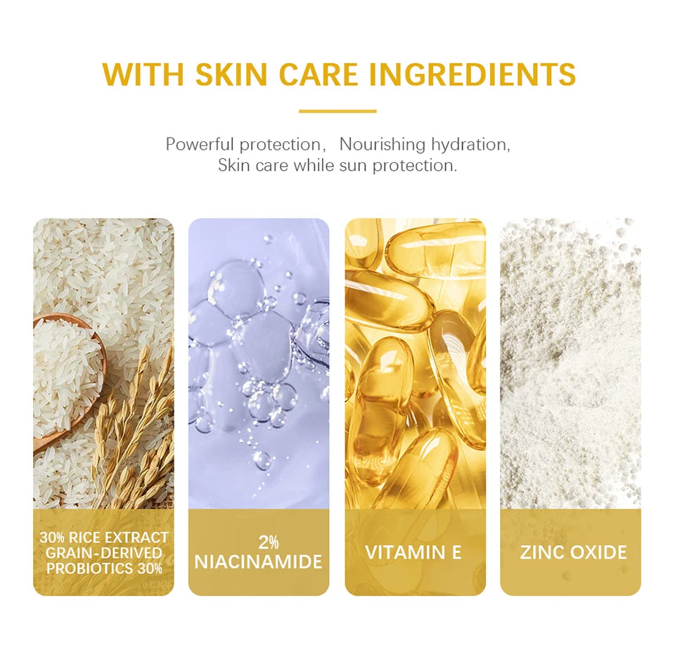 Lakerain SPF50+ Rice+Probiotics Sunscreen Skin Protection Refreshing Makeup Sunscreen Cream UV Resistance Facial Sunscreen New