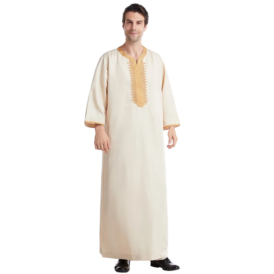 Jubba Thobe For Man Islamic Muslim Clothing Fashion Moroccan Saudi Arabic Dubai Oman Adult Long Sleeve Plus Size Casual Kaftan