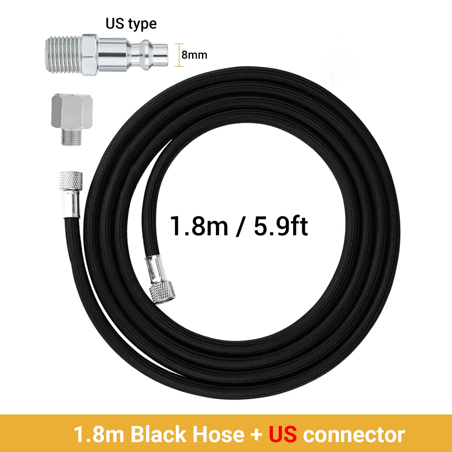 Professional Nylon Braided Airbrush Hose 1/8"*1.8m(5.9ft) Fitting 1/8in EU US Adapter for Air Pump Compresso Accessories - AMULET RING STORE