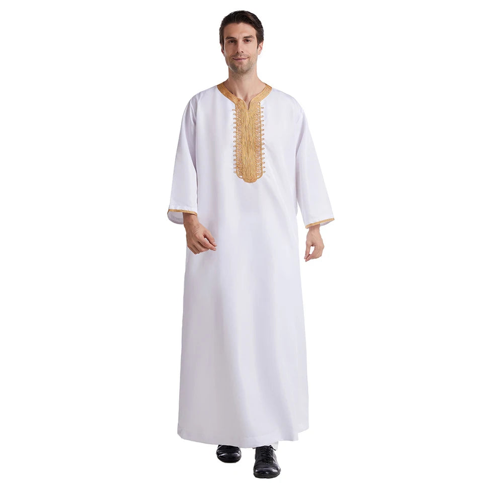 Jubba Thobe For Man Islamic Muslim Clothing Fashion Moroccan Saudi Arabic Dubai Oman Adult Long Sleeve Plus Size Casual Kaftan