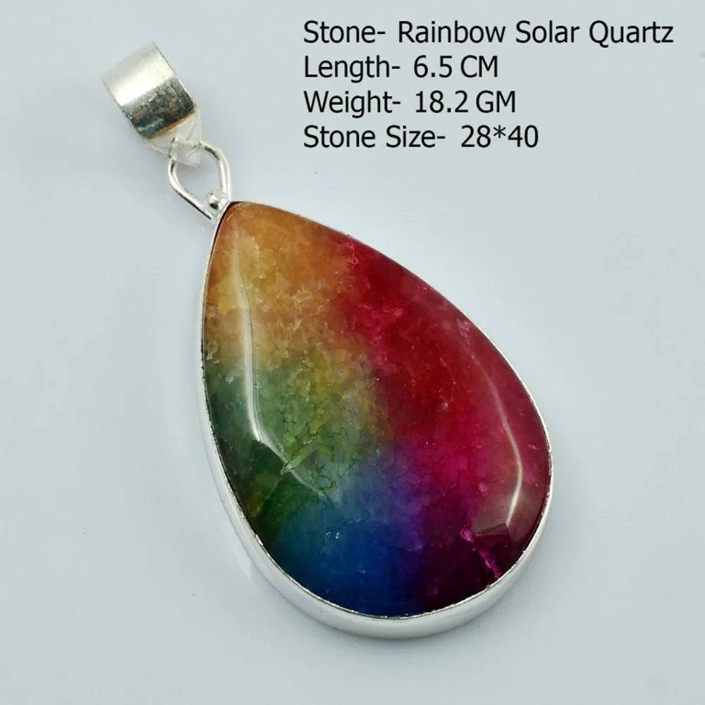 Genuine Moonstone Botswana Agate Prehnite Owyhee Opal Pendant Women Jewelry gift