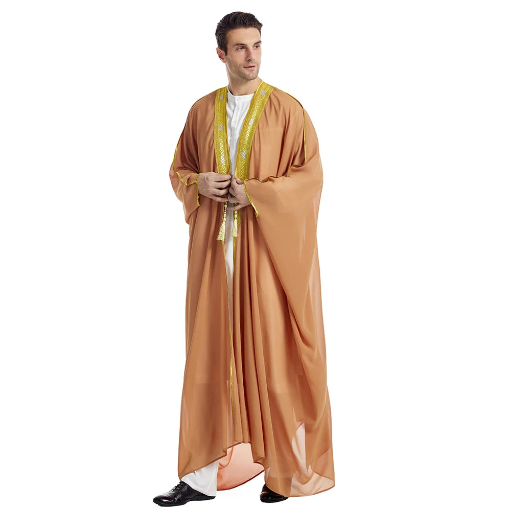 Islam Clothing Men Robe Kaftan Muslim Man Moroccan Casual Long Jubba Thobe Arabic Robe Middle East National Costume Eid Ramadan