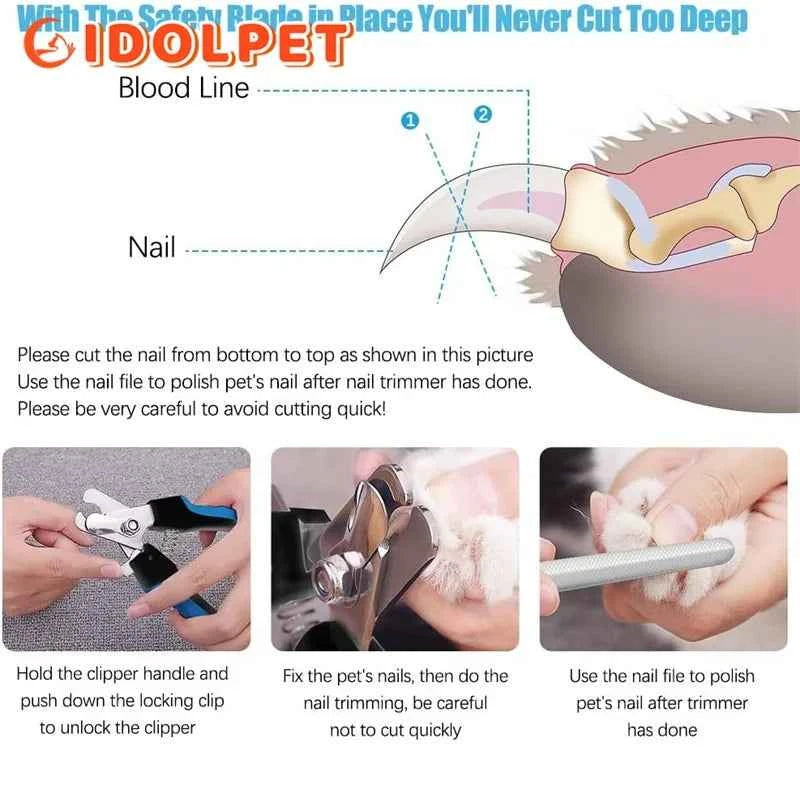 Professional Pet Nail Clipper with Safety Guard Stainless Steel Scissors Cat Dog for Claw Care Grooming Supplies Size Fits - AMULET RING STORE