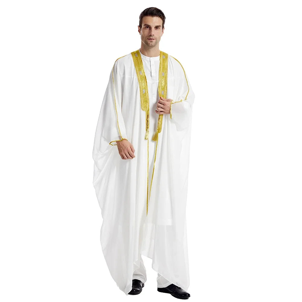 Islam Clothing Men Robe Kaftan Muslim Man Moroccan Casual Long Jubba Thobe Arabic Robe Middle East National Costume Eid Ramadan