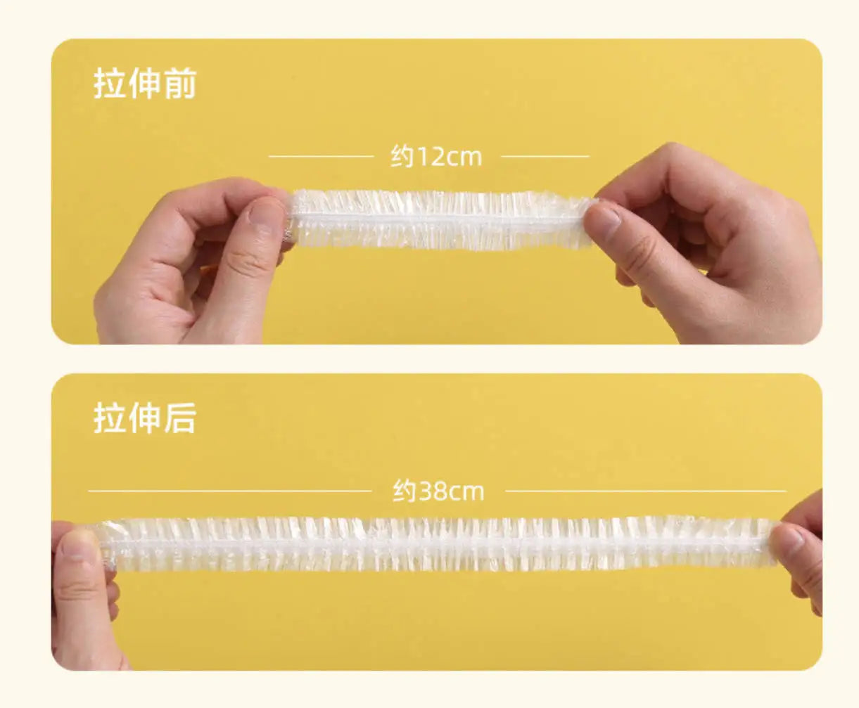 100/200/300/500pcs Saran Wrap Disposable Food Cover Food Grade Fruit Vegetable Storage Bag Elastic Kitchen Fresh Keeping Bag