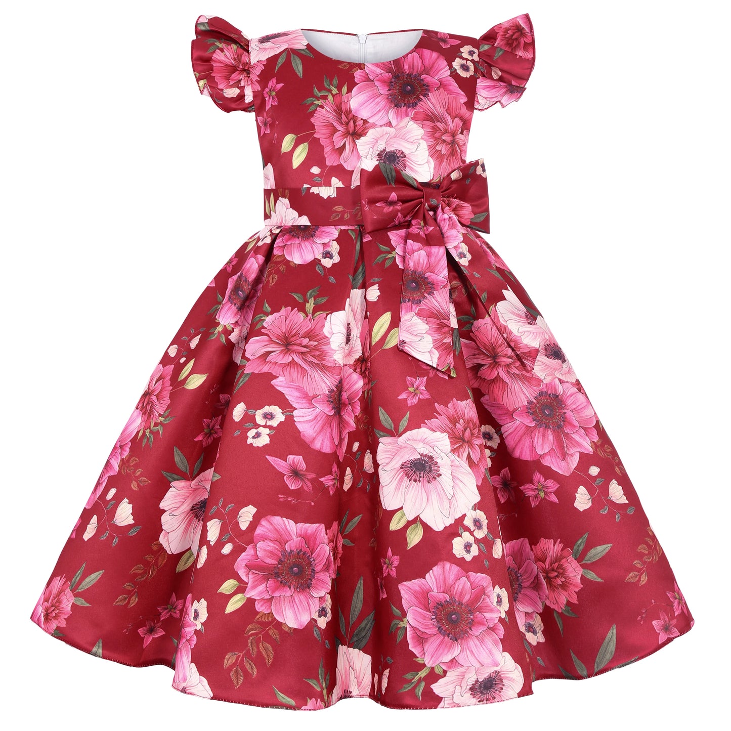 Girl's party dress Elegant petal-sleeved princess dress Birthday party dress Wedding party dress