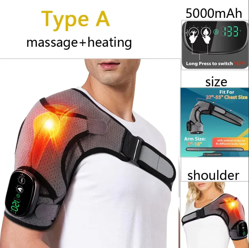 Electric Heating Heated Shoulder Brace Wrap Shoulder Massage Support Belt Strap with Adjustable of Heating - AMULET RING STORE