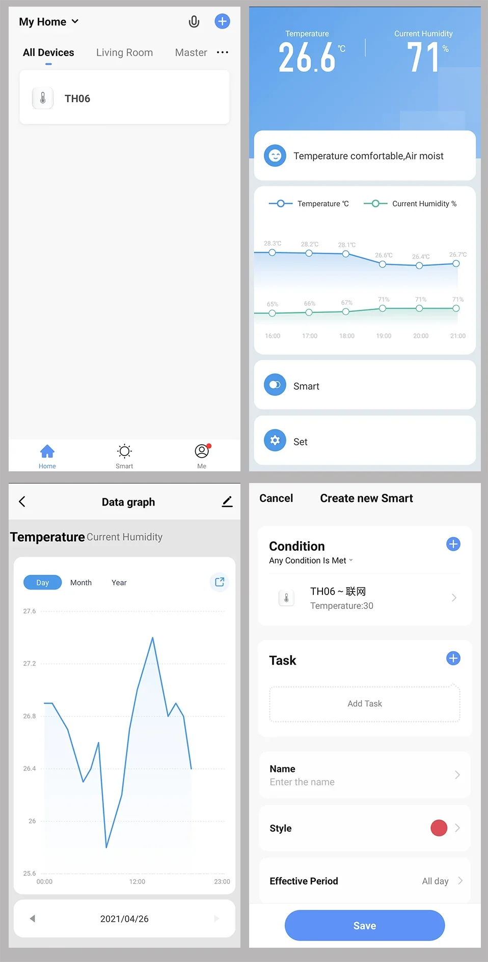 Tuya WiFi Mini Temperature Humidity For Smart Home Thermometer Hygrometer APP Remote Alarm Work with Google Home Yandex Alexa - AMULET RING STORE