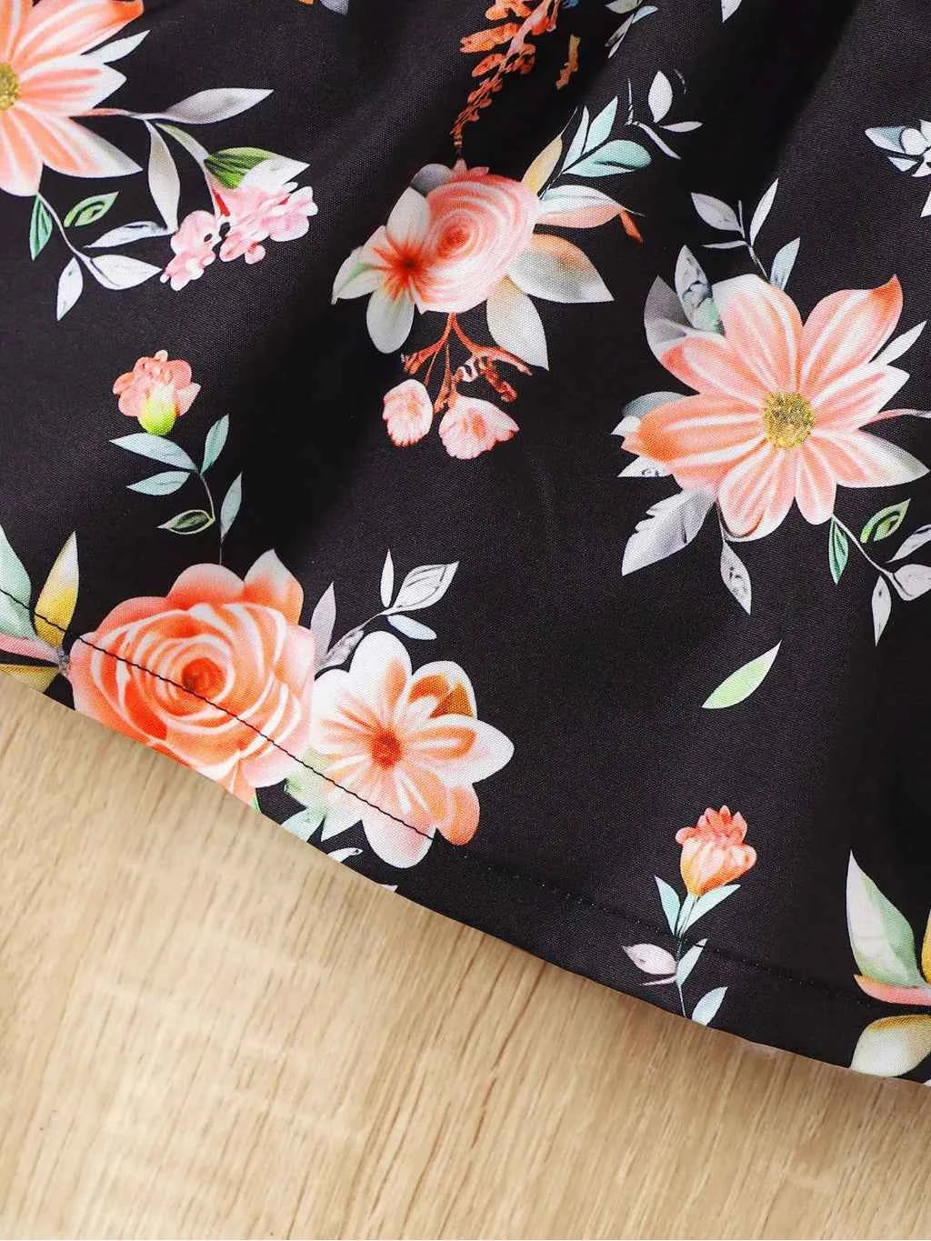 Baby Girl Summer Clothes Floral Print Sleeveless Dresses Pastoral Style Wedding Party Dress with Bow for Toddler Girl 0-3 Years - AMULET RING STORE