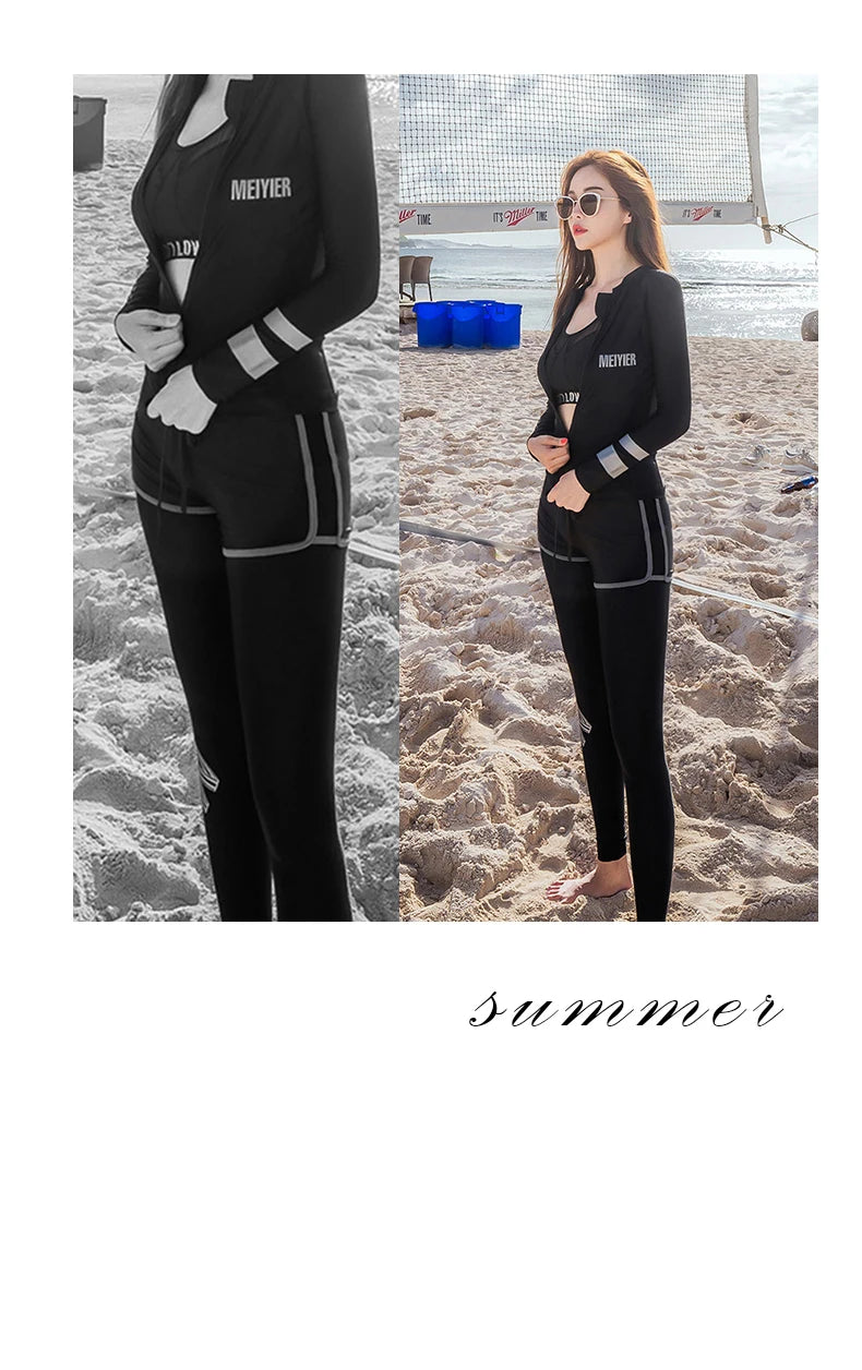 2024 Modest Fashion Swimming Suit For Women Full Cover Burkini Muslim Swimwear Womens Islamic Long Sleeve Swimsuit Skirted M-XXL