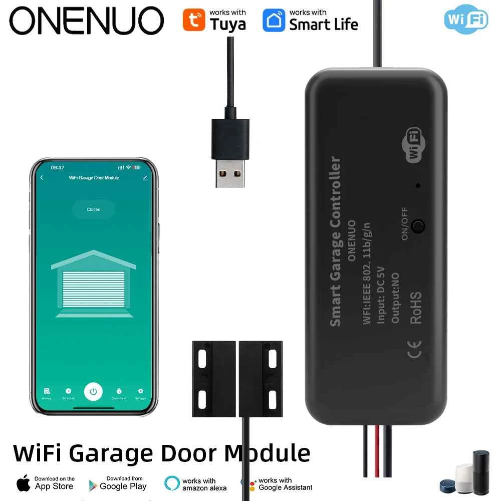 Tuya WiFi Switch Garage Door Controller Smart Door Opener Work with Alexa Google Home Smart Life Tuya APP Control No Hub Require - AMULET RING STORE