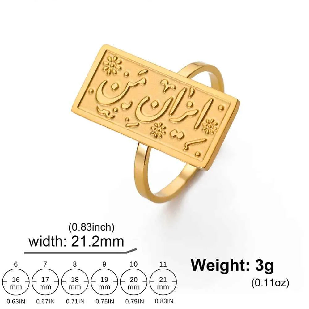 EUEAVAN Arabic Script Calligraphy Ring for Women Stainless Steel Islam Muslim Finger Rings Religious God Messenger Jewelry Gifts - AMULET RING STORE