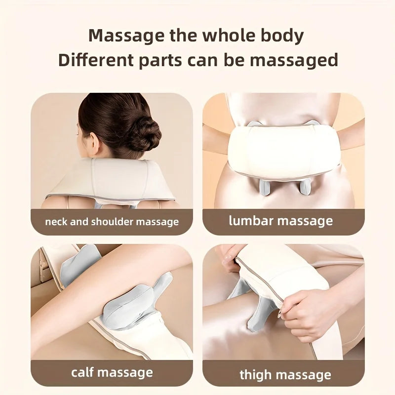 Shoulder and neck massager, capable of deep hot compress, finger pressure wireless massage shawl, electric kneading massager