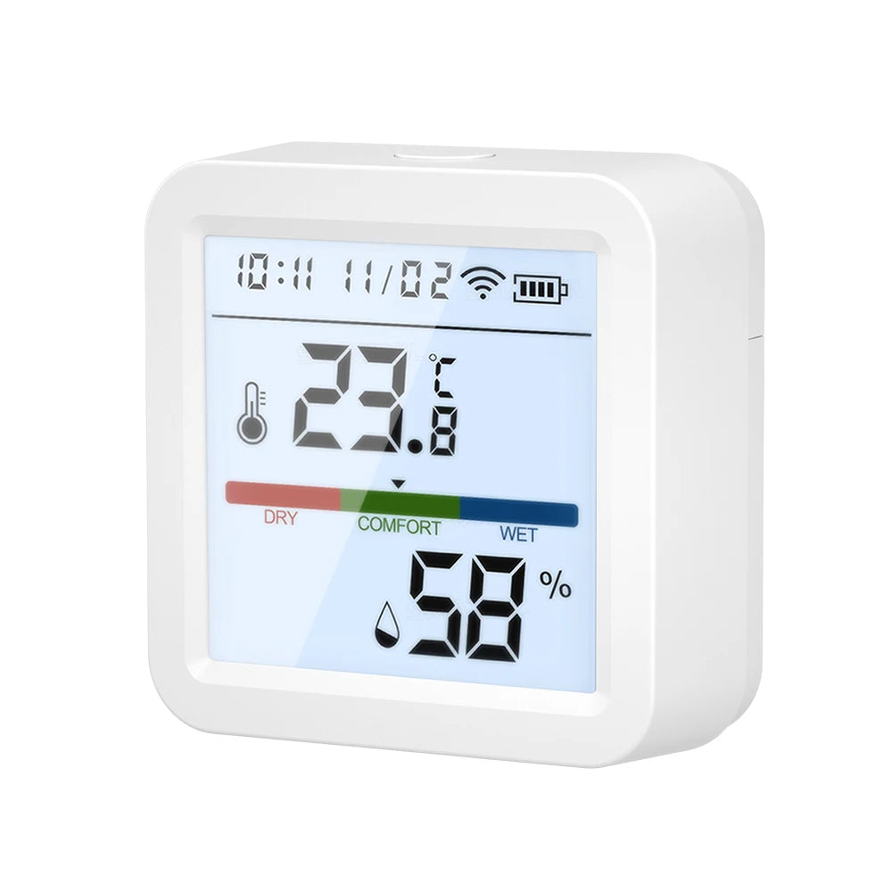 Tuya ZigBee Smart Home Temperature Humidity Sensor with BackLight LCD Works With Google Assistant and Need Tuya Zigbee Hub - AMULET RING STORE