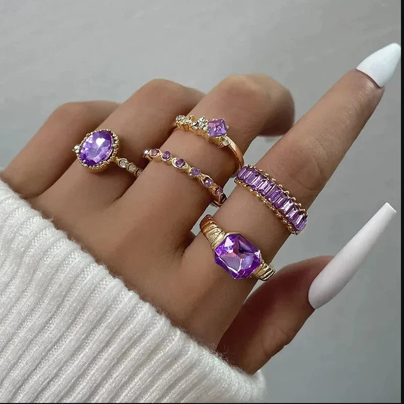 Antique Star Moon Snake Flower Shell Ring Set for Women Ethnic Style Creative Party Jewelry Accessories Custom Jewelry
