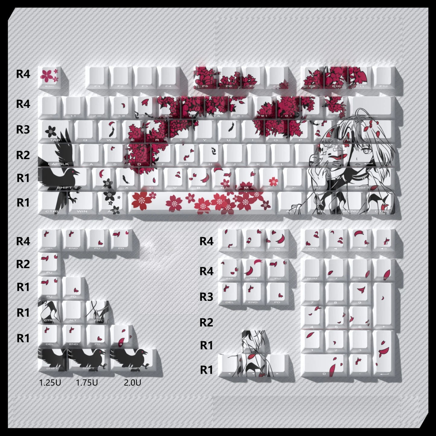 129 Keys Makima Anime Keycaps Cartoon PBT Keycap Cherry Keycaps Key Cap Dye-sub Mechanical Keyboard Caps for 64/68/71/84/108