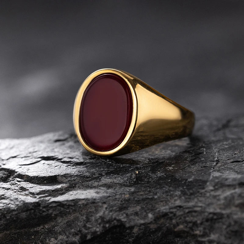 Luxurious Retro Black Agate & Tiger Eye 316L Stainless Steel Ring