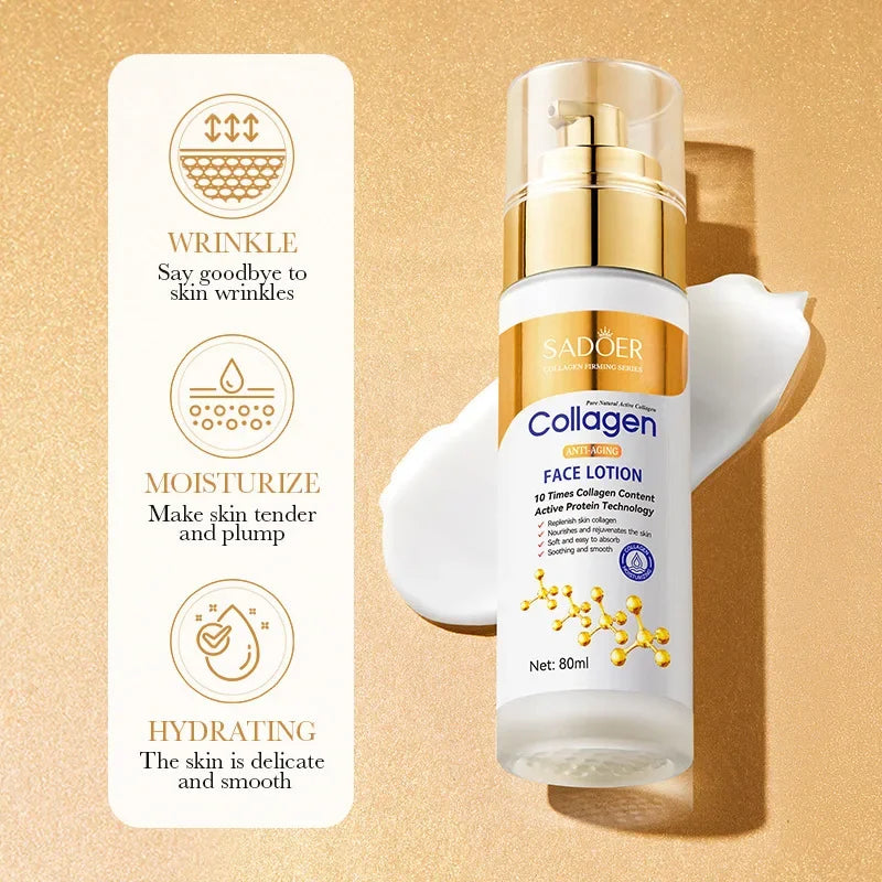 SADOER Collagen Facial Serum Face Lotion Moisturizing Face Emulsion Oil Control Water Replenishment Refreshing Facial Essence