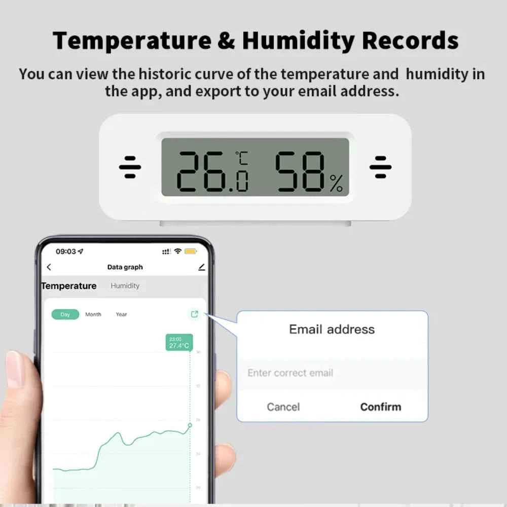 Tuya WiFi Mini Temperature Humidity For Smart Home Thermometer Hygrometer APP Remote Alarm Work with Google Home Yandex Alexa - AMULET RING STORE