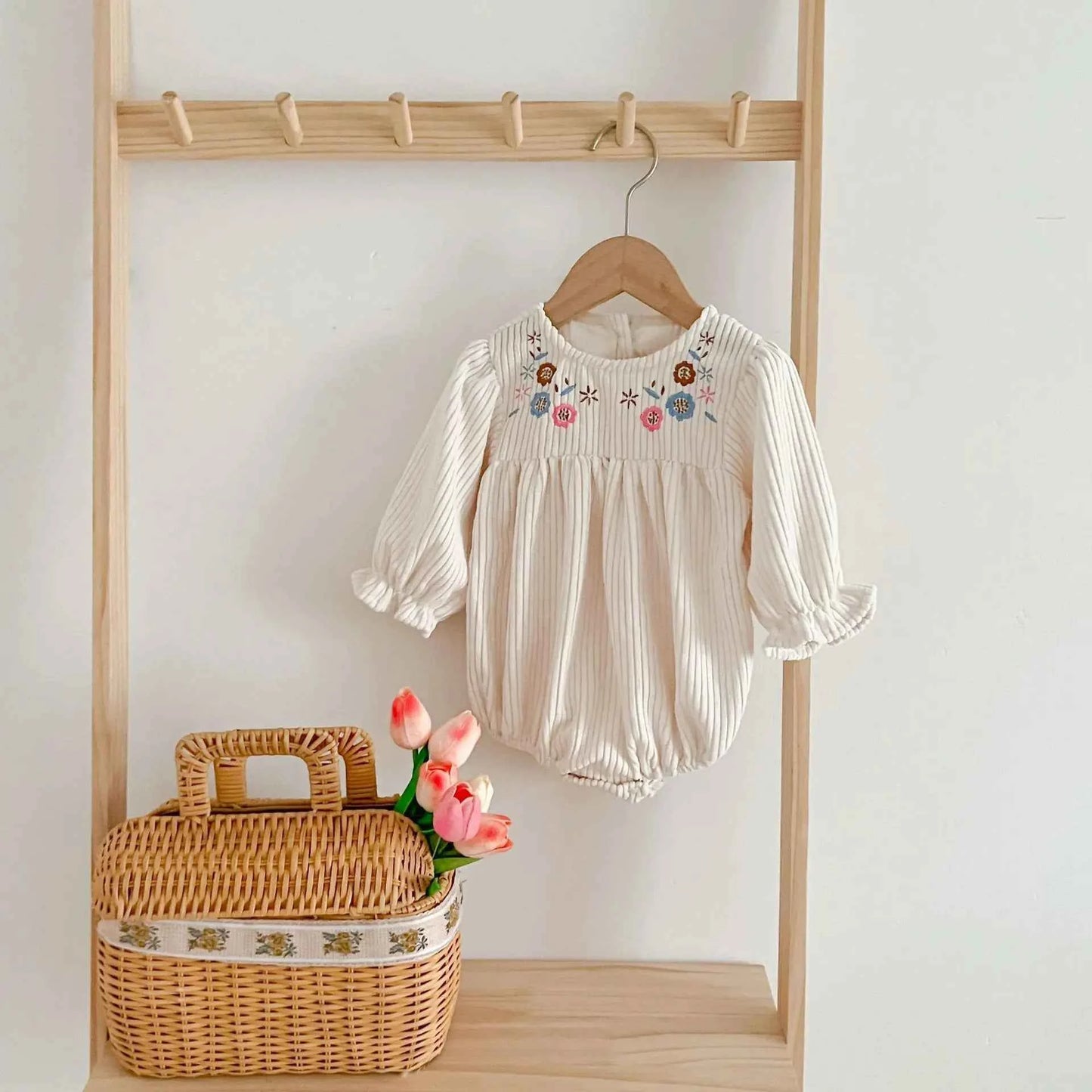 Autumn Toddler Baby Girl Romper Corduroy Long Sleeve Embroidered Flowers Newborn Baby Girl Jumpsuit Spring Baby Girl Clothing - AMULET RING STORE
