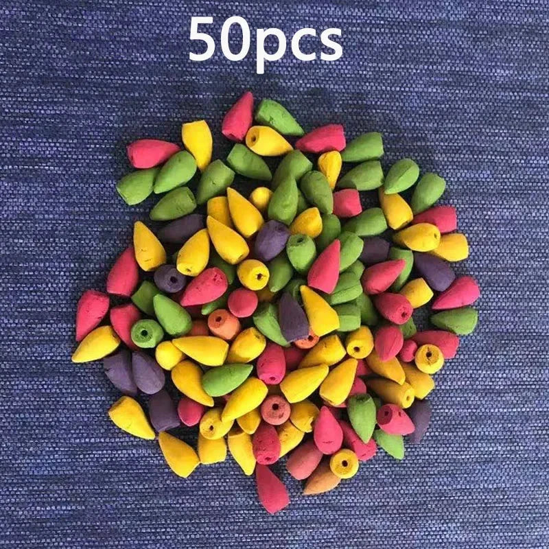 Waterfall Incense Burner Holder Backflow Ceramic Purple Sands Mermaid Cones for Home Decor Ornaments Zen Yoga Meditation Gift - AMULET RING STORE