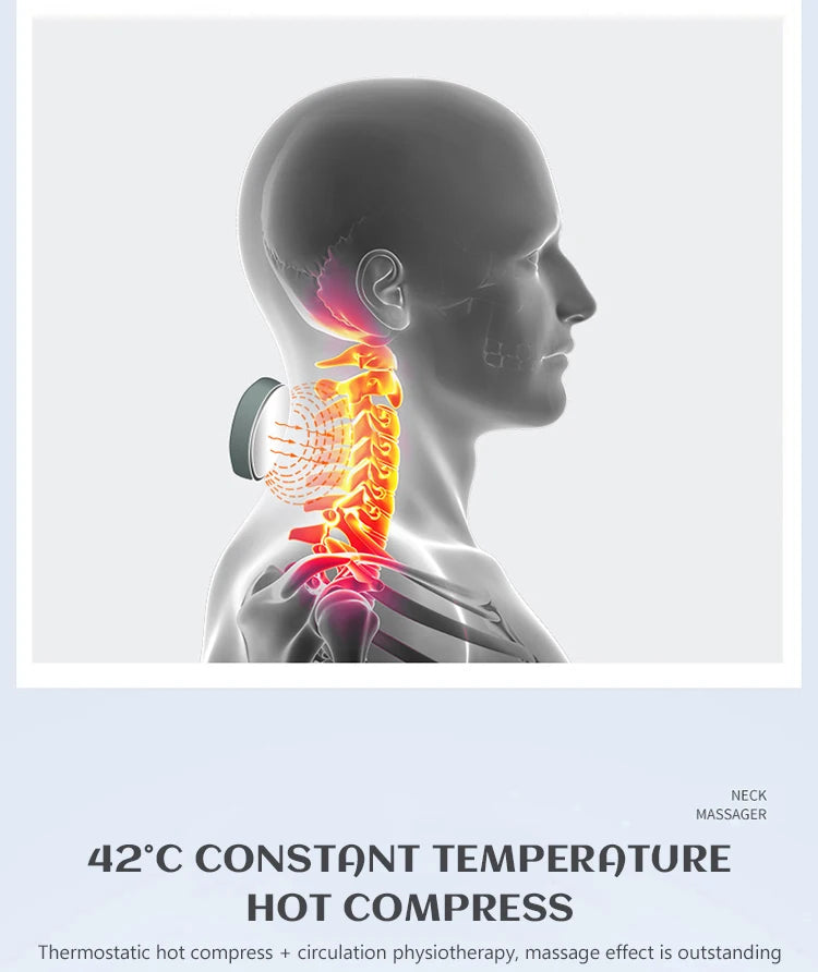 Vibration Neck Masssger Rechargeable Low Frequency Pulse Cervical Massager Smart Electric Neck Massager Hot Compress Massage