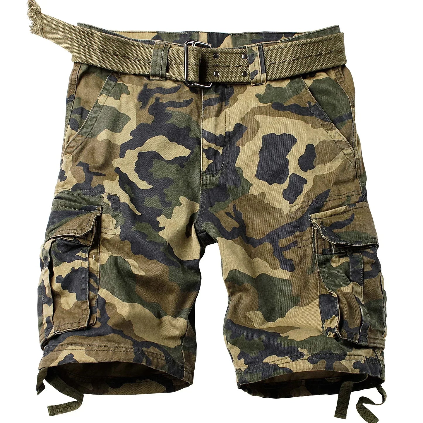 Men's Camo Cargo Shorts for Men Cotton Casual Outdoor Work Relaxed Fit Shorts with Multi-Pockets (no belt)