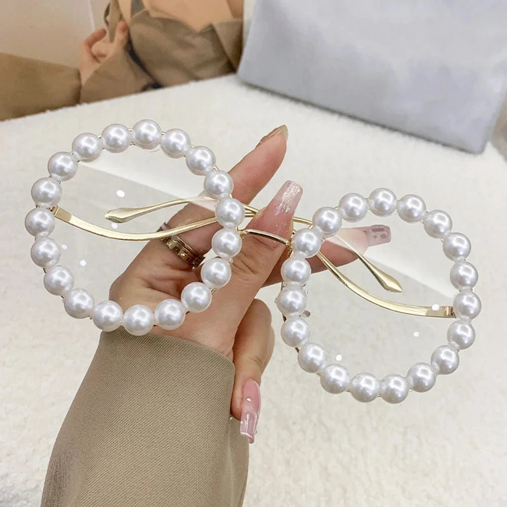 Pearls Decorative Sunglasses Women Luxury Fashion Trend Sun Glasses Gradient Color Lenses UV Protection Eyewear Fast Shipping
