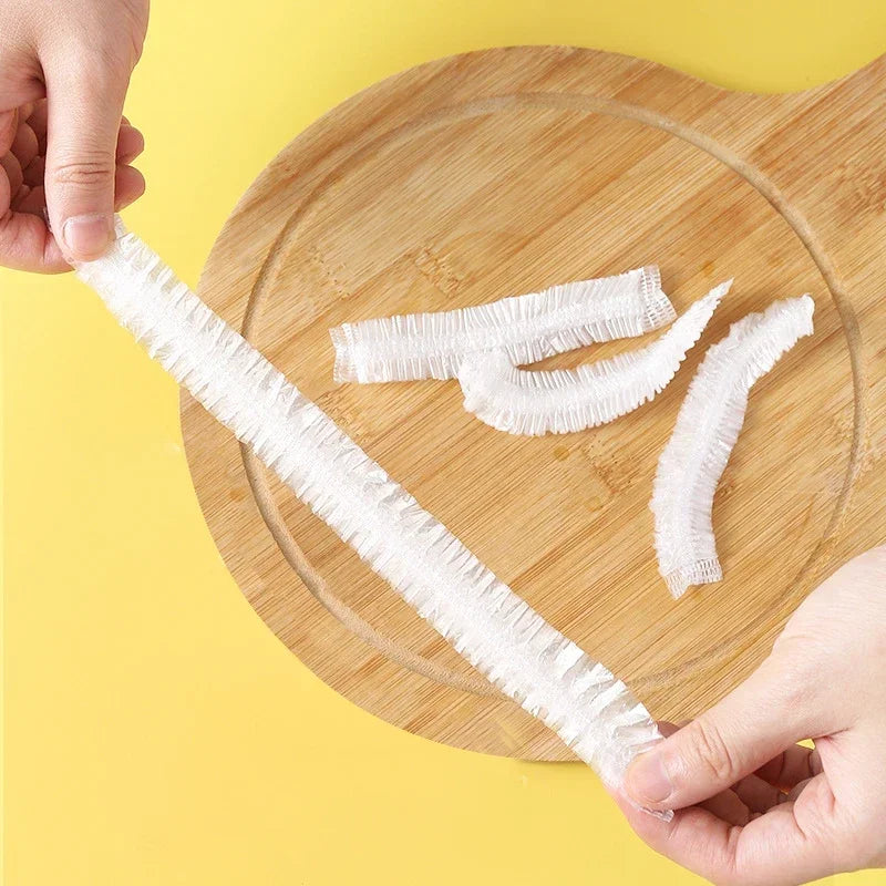 100/200/300/500pcs Saran Wrap Disposable Food Cover Food Grade Fruit Vegetable Storage Bag Elastic Kitchen Fresh Keeping Bag