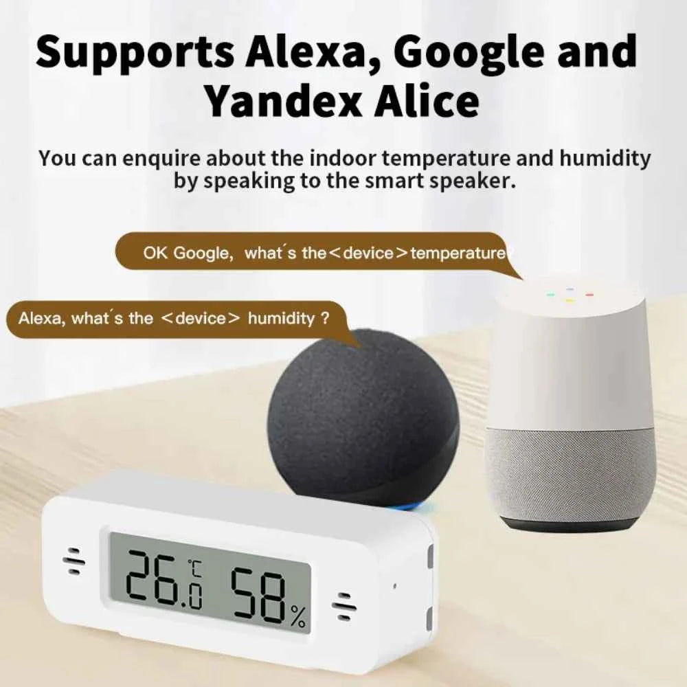 Tuya WiFi Mini Temperature Humidity For Smart Home Thermometer Hygrometer APP Remote Alarm Work with Google Home Yandex Alexa - AMULET RING STORE