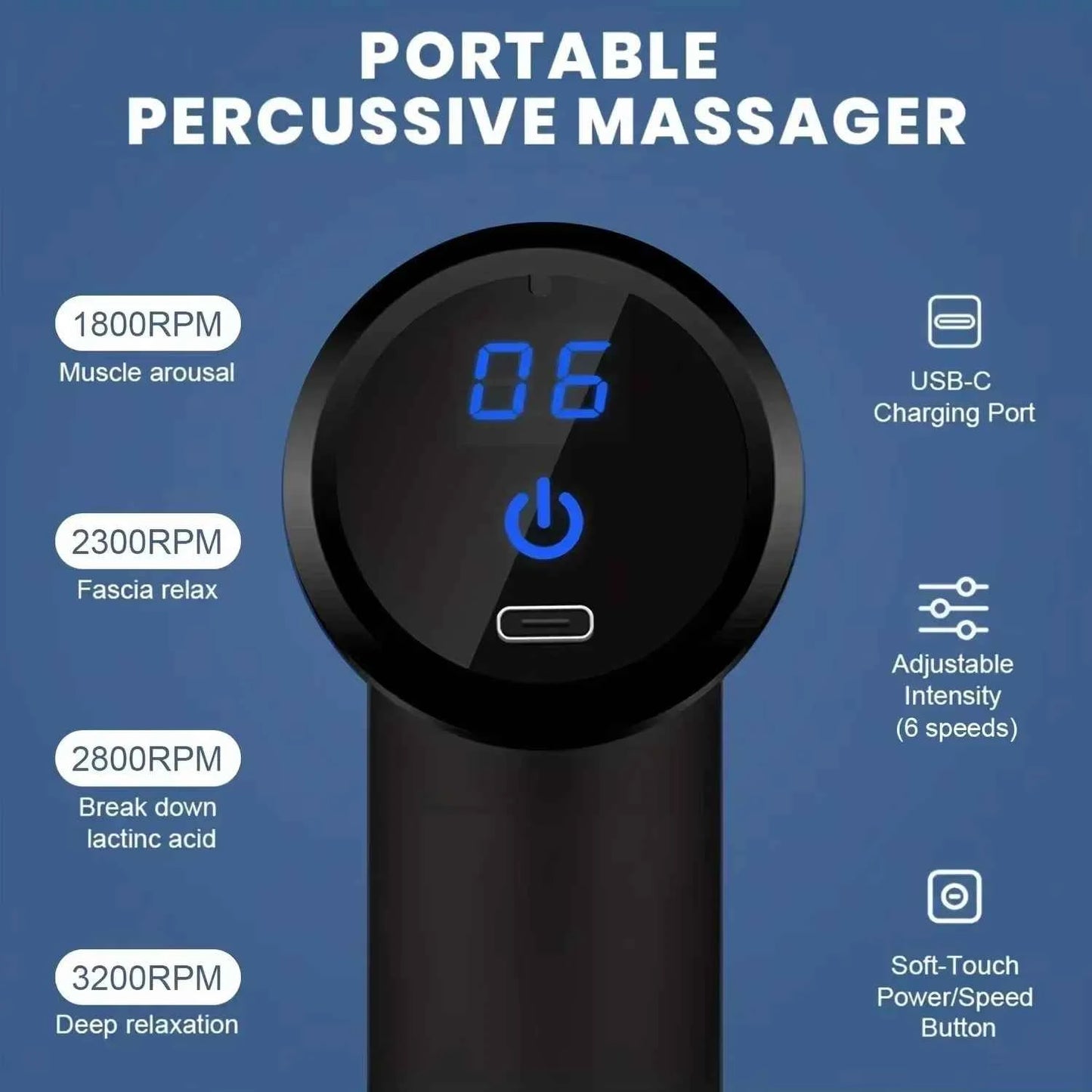 USB Mini Massage Gun Fascia Machine Muscle Relaxation Vibrating Gun Rod Massage Fitness Equipment Neck Grab Fascia Gun - AMULET RING STORE