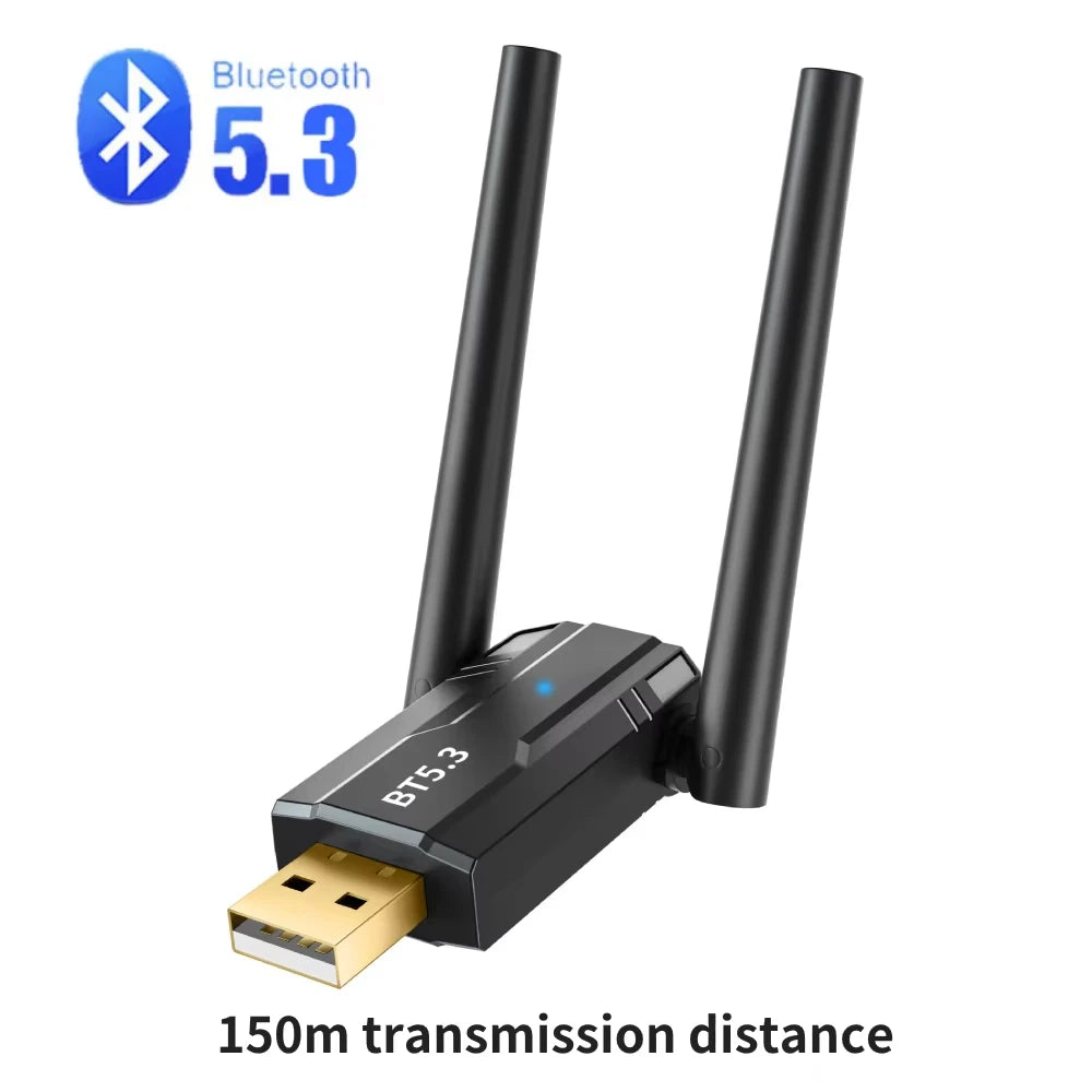 150m Bluetooth 5.4 USB Adapter 5.3 Dongle Driver Free for Windows 11/10/8.1 Mouse Keyboard Audio Receiver Transmitter Bluetooth - AMULET RING STORE