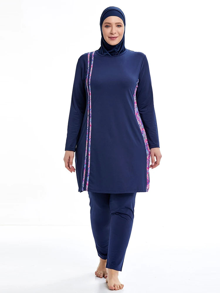3PCS Thin Style Sporty Muslim Swimwear Burkini Femmes Women Modest Swimsuit Bathing Suit Hijab Top Pant (No built-in Bra)