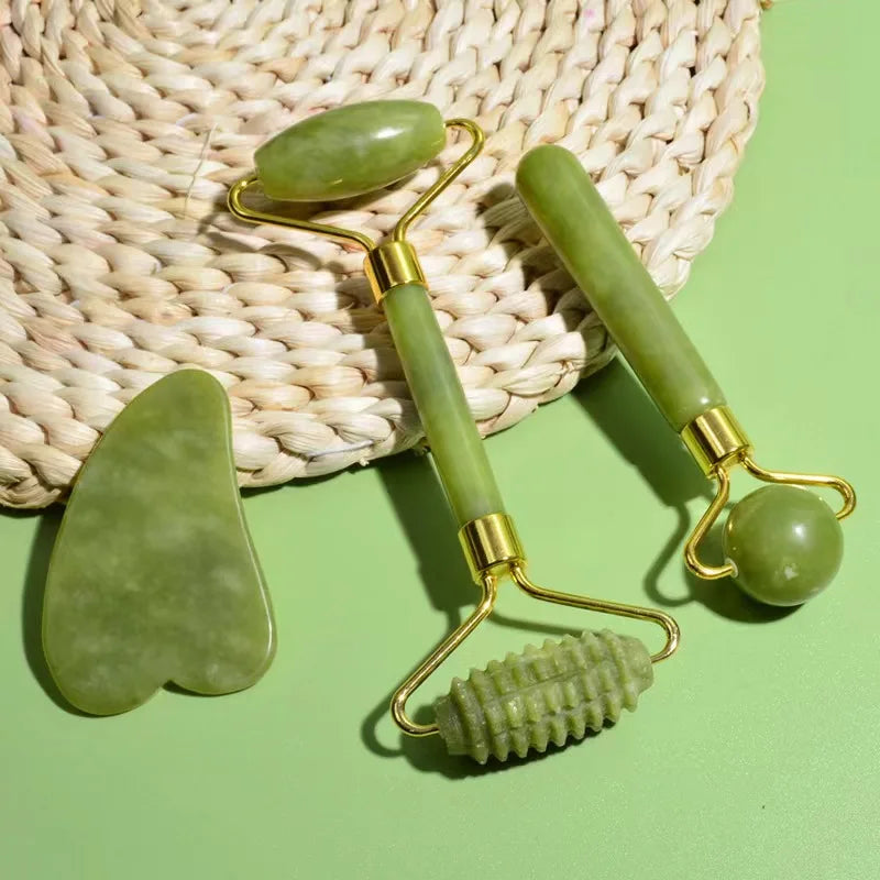 Natural Jade Roller Face Gua Sha Natural Stone Body Neck Massager Acupoint Eye Care Spa Massage Tools Massage Visage Lifting