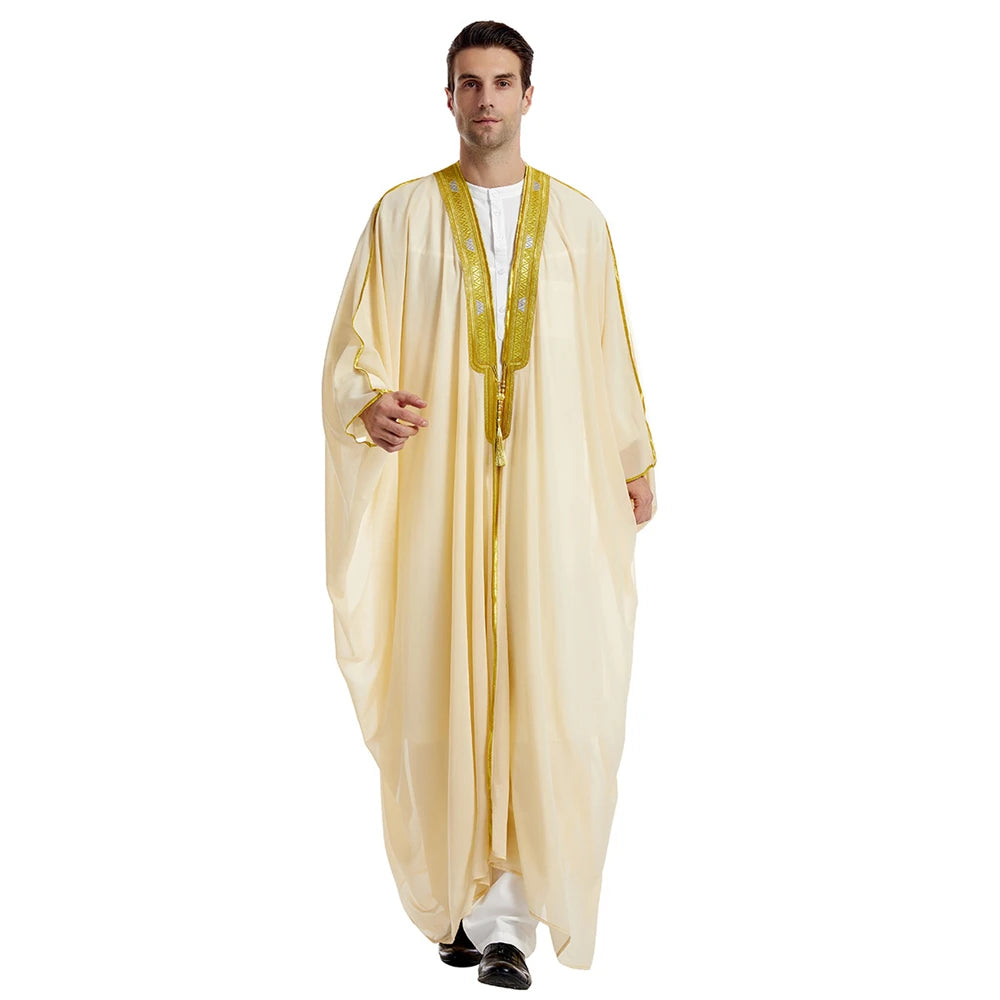 Islam Clothing Men Robe Kaftan Muslim Man Moroccan Casual Long Jubba Thobe Arabic Robe Middle East National Costume Eid Ramadan