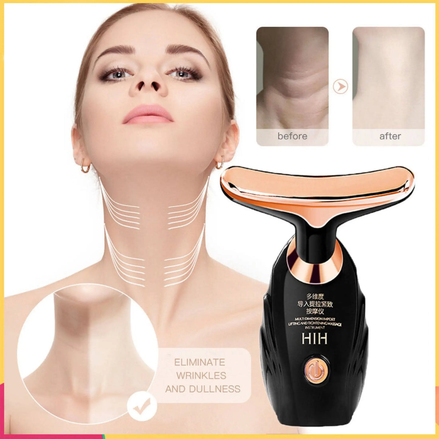 Face Massager 3 In 1 Neck Facial Eye Massage Introducer Microcurrent Skin Rejuvenation Anti Aging Beauty Device Beauty Tools