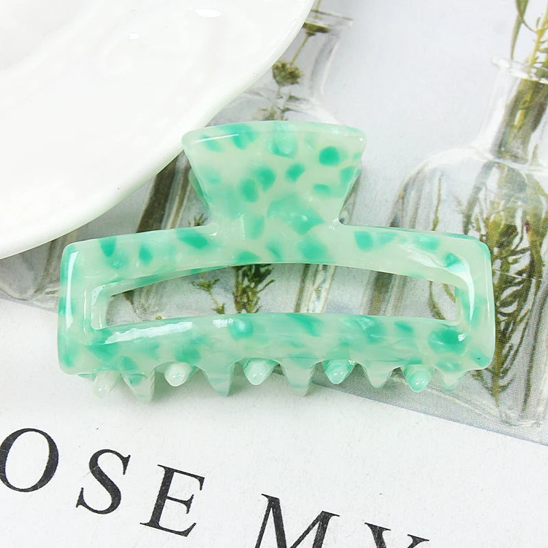 Mini Women's Hair Clips Colorful Geometric Hollow Crab Claw Clip Acetate Leopard Print Fashion Girls Hairpin Hair Accessories - AMULET RING STORE