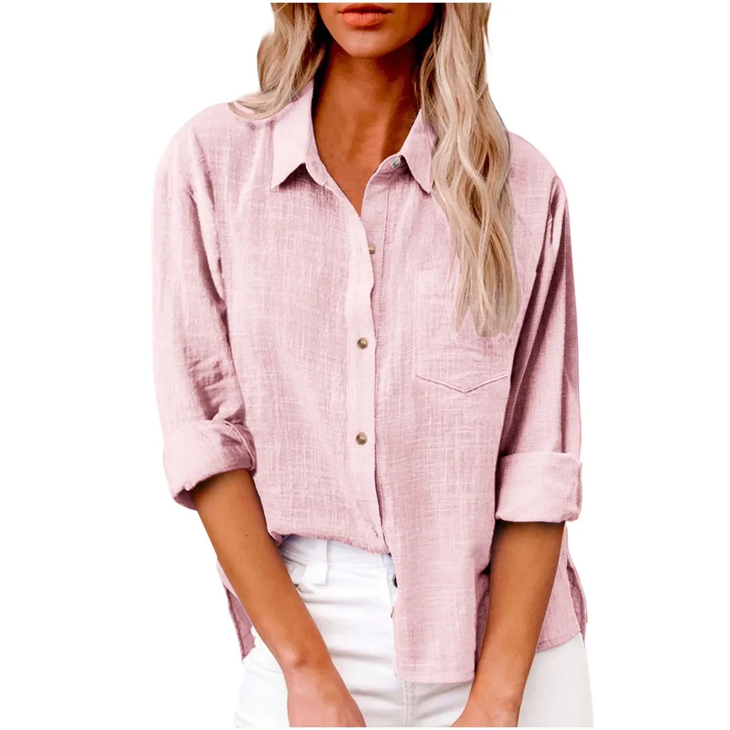 Cotton Linen Long Sleeve Shirts for Women T Shirt Solid Fashion T-Shirt Woman Clothes Tshirt Elegant Casual Tops Tees Streetwear