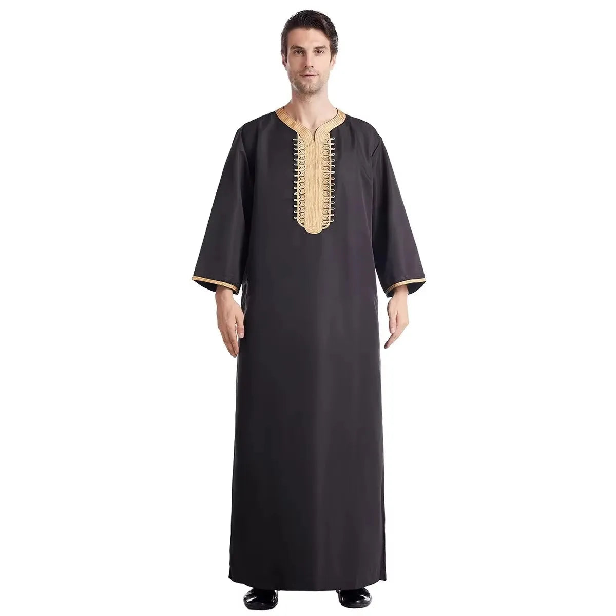 Jubba Thobe For Man Islamic Muslim Clothing Fashion Moroccan Saudi Arabic Dubai Oman Adult Long Sleeve Plus Size Casual Kaftan