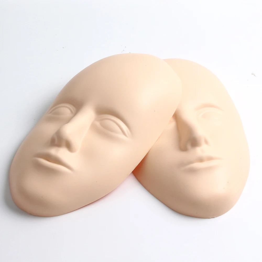 2pcs/Set 5D Facial Tattoo Training Head Silicone Practice Permanent Makeup Lip Eyebrow Tattoo Skin Mannequin Doll Face Head