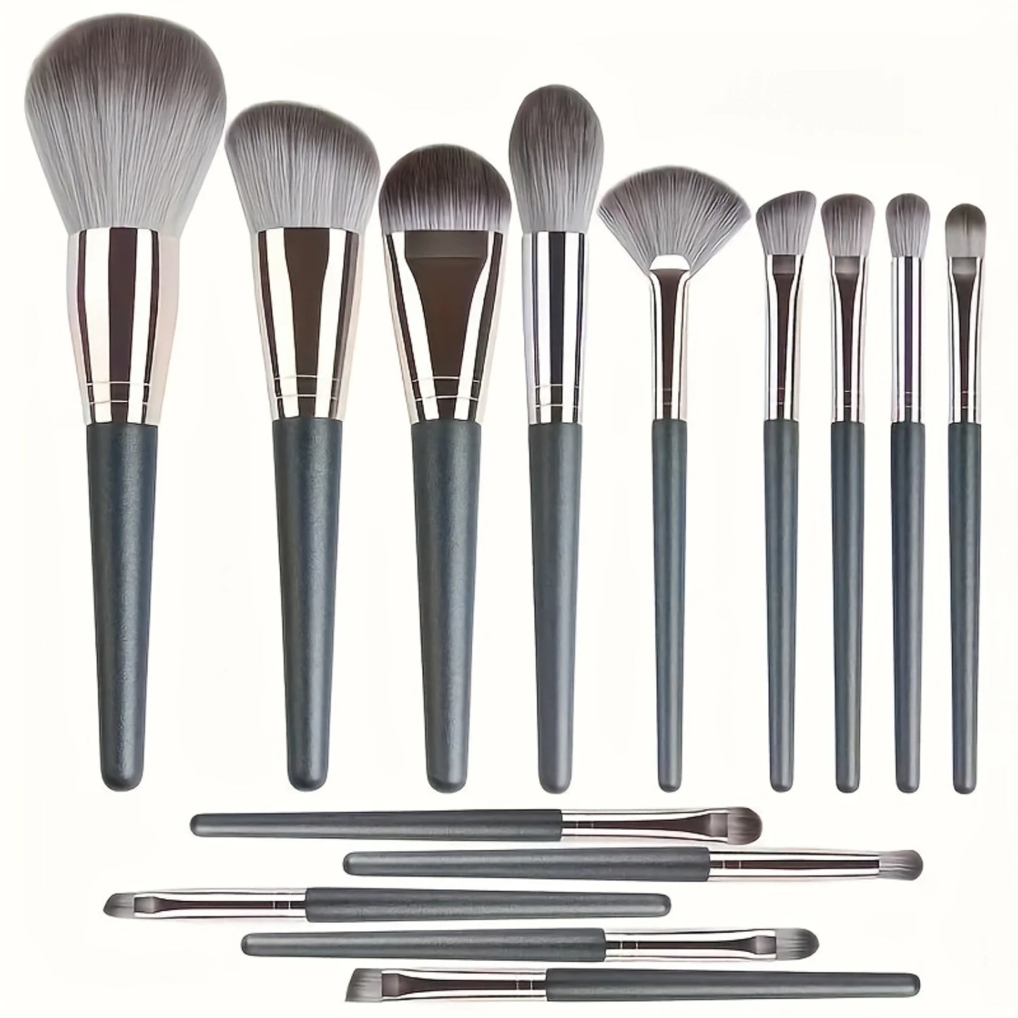 Green Cloud 14-Piece Makeup Brush Set - Super Soft Full Beginner Set for Paint, Powder, and Foundation - Beauty Tools - AMULET RING STORE