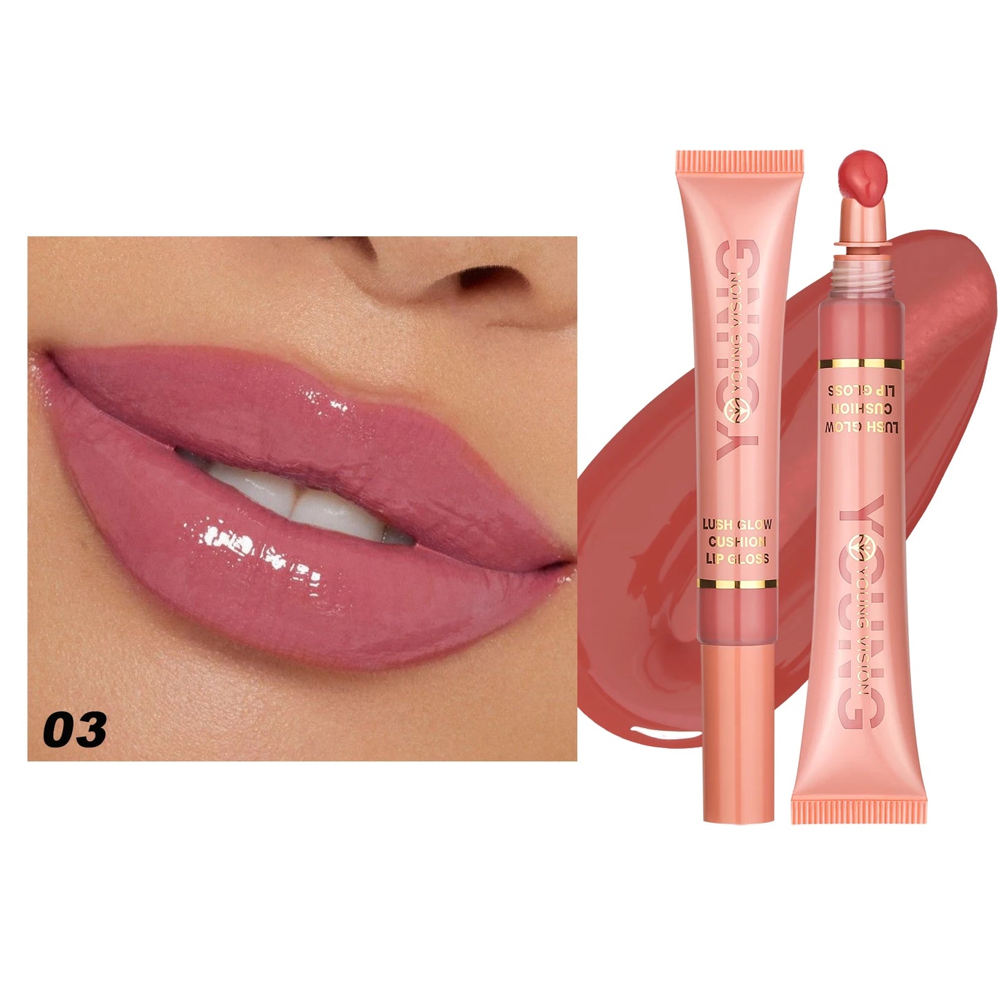 YOUNG VISION 6 color Liquid Water Brightening Lip Color Plush Brush Head Squeezing Lip Color Moisturizing Lip Glaze - AMULET RING STORE