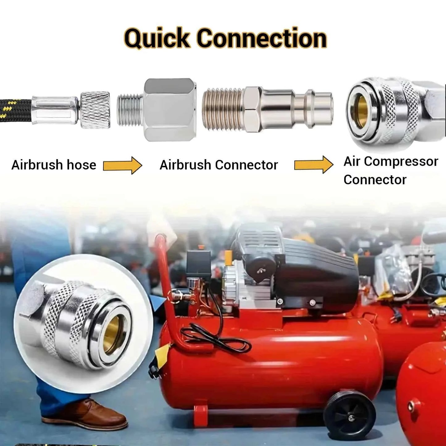 Professional Nylon Braided Airbrush Hose 1/8"*1.8m(5.9ft) Fitting 1/8in EU US Adapter for Air Pump Compresso Accessories - AMULET RING STORE
