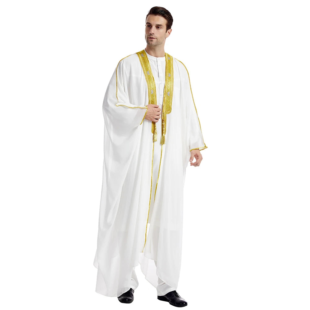 Islam Clothing Men Robe Kaftan Muslim Man Moroccan Casual Long Jubba Thobe Arabic Robe Middle East National Costume Eid Ramadan