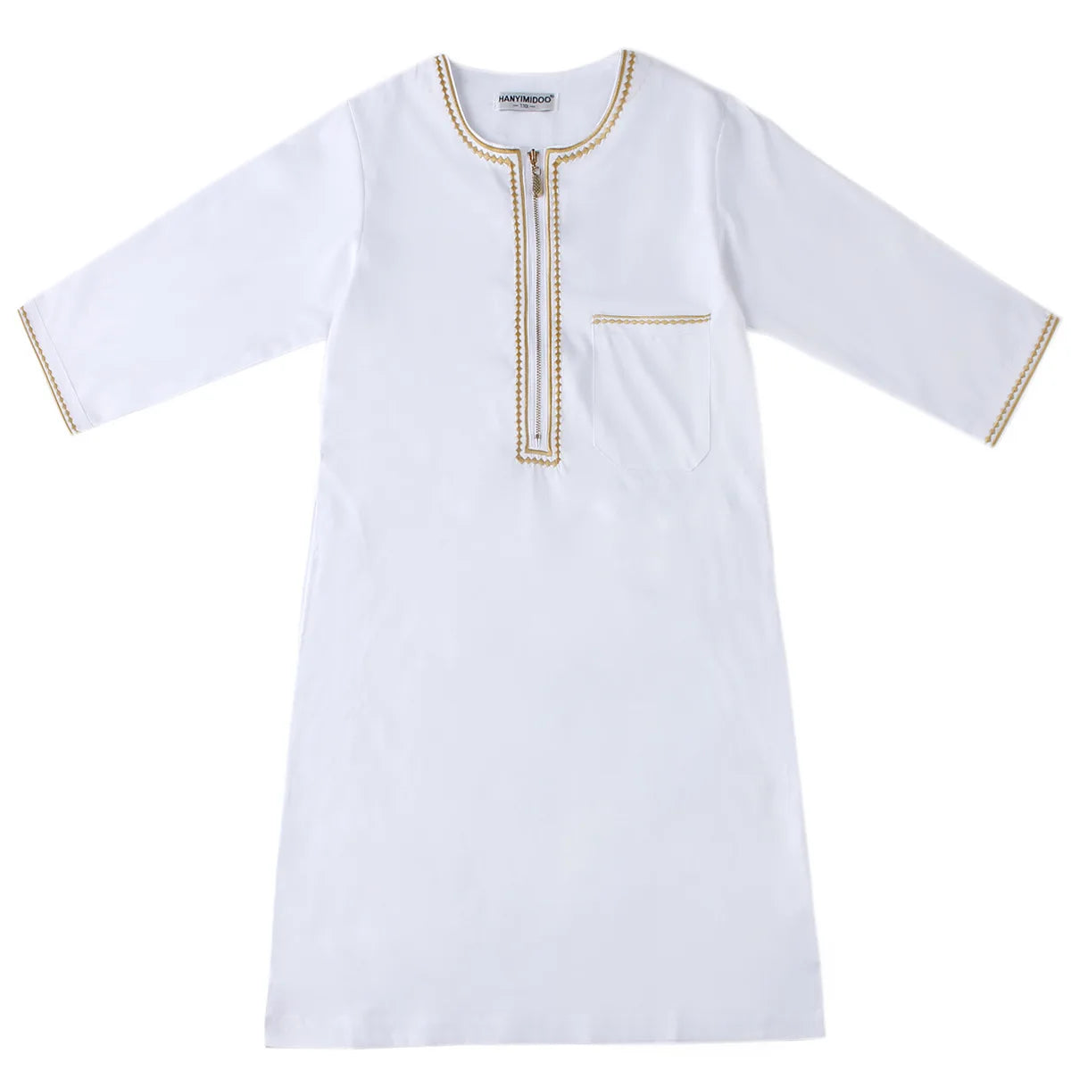 Small Size Muslim Man Clothing Islamic Muslim Arabic Men's Robe Long Sleeve Embroidered Stand Collar Arabian Thobe