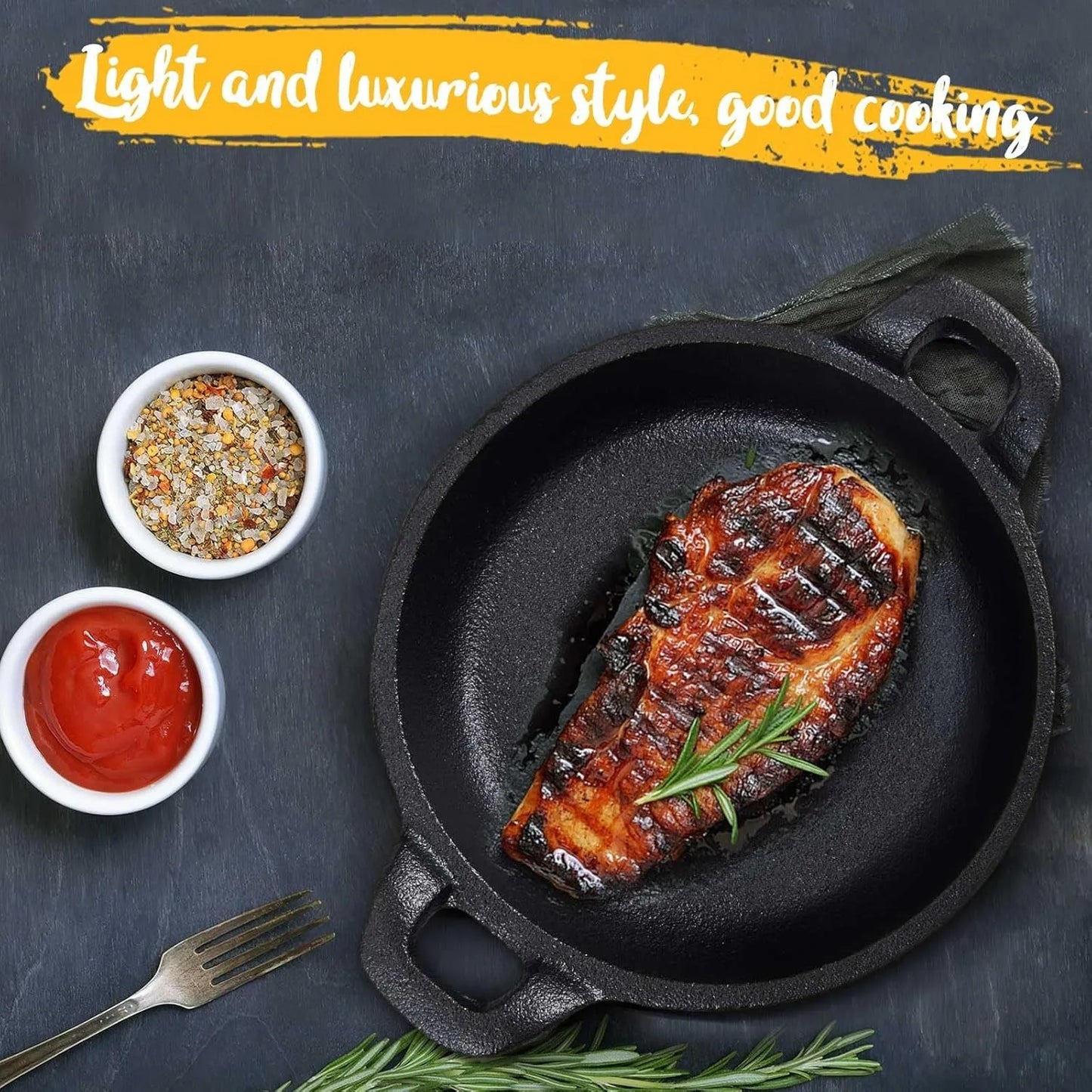 Mini cast iron frying pan 5 x 5 x 1.3, set black, oven, kitchen indoor/outdoor picnic mini frying pan (2-piece set)