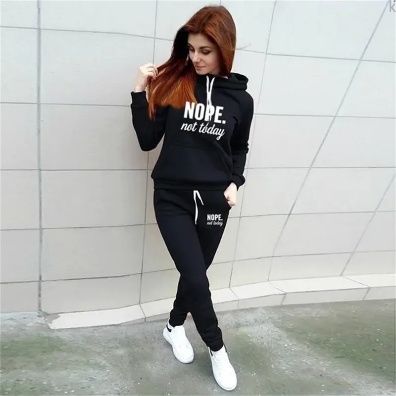 Women's sportswear sportswear jogging clothes ladies casual hooded sportswear suit clothes hoodie + sports pants sportswear - AMULET RING STORE